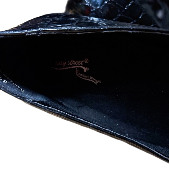Easy Street Purpose Loafer Black Croc Embossed Slip-On Block Heel Office 8.5M - Picture 11 of 13